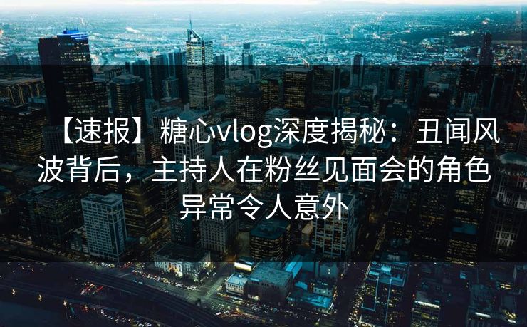 【速报】糖心vlog深度揭秘：丑闻风波背后，主持人在粉丝见面会的角色异常令人意外  第1张