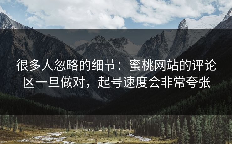 很多人忽略的细节：蜜桃网站的评论区一旦做对，起号速度会非常夸张  第1张