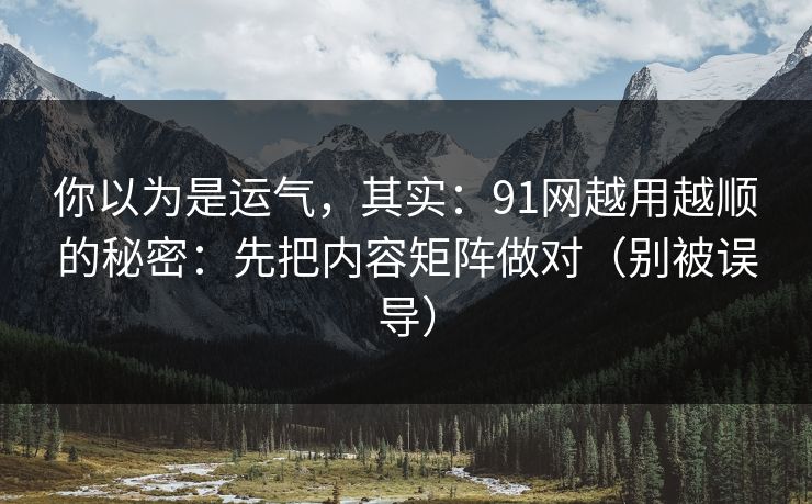 你以为是运气，其实：91网越用越顺的秘密：先把内容矩阵做对（别被误导）