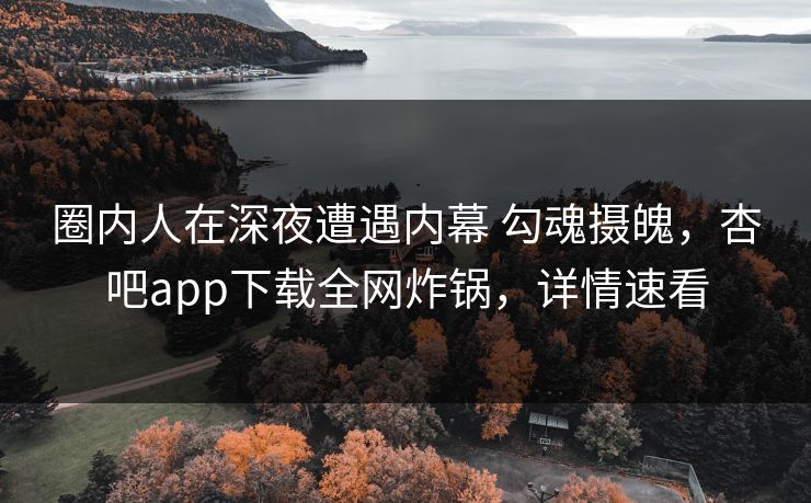 圈内人在深夜遭遇内幕 勾魂摄魄，杏吧app下载全网炸锅，详情速看  第1张